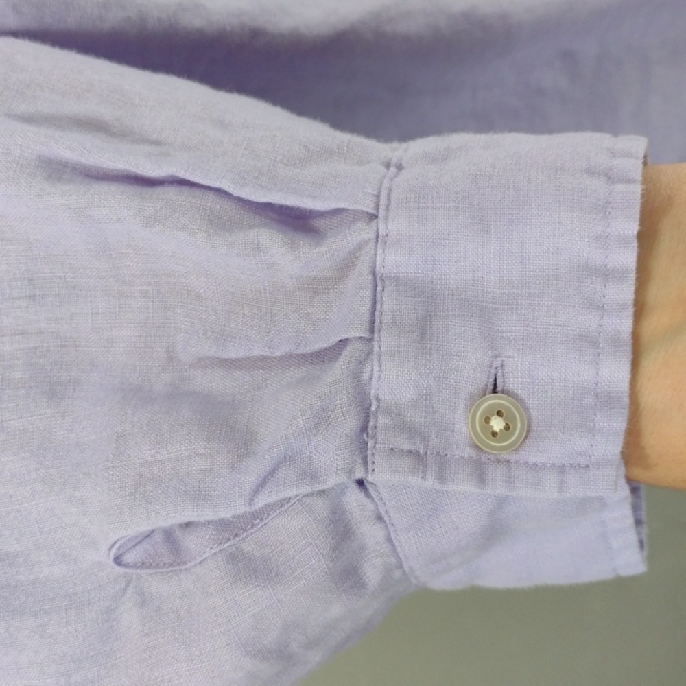 J. Jill Lavender Linen Casual Button-up Long Sleeve Shirt Women's XL - Picture 4 of 8